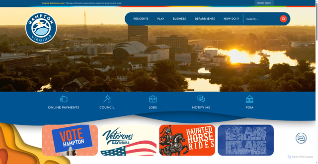 Security scan screenshot of https://www.hampton.gov/