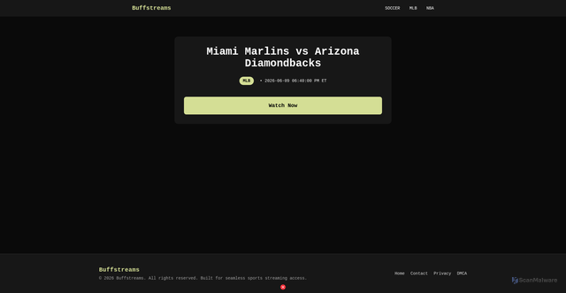 Security scan screenshot of https://summarys.info/watch/mlb/miami-marlins-vs-arizona-diamondbacks/48203/