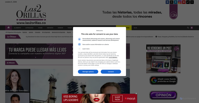 Security scan screenshot of https://las2orillas.co