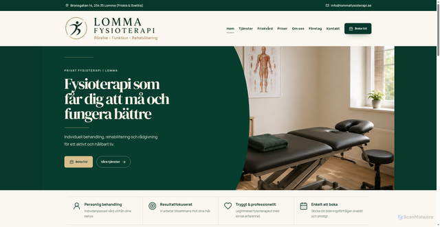 Security scan screenshot of https://lommafysioterapi.se