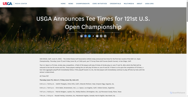 Security scan screenshot of https://mediacenter.usga.org/press-releases?item=122888