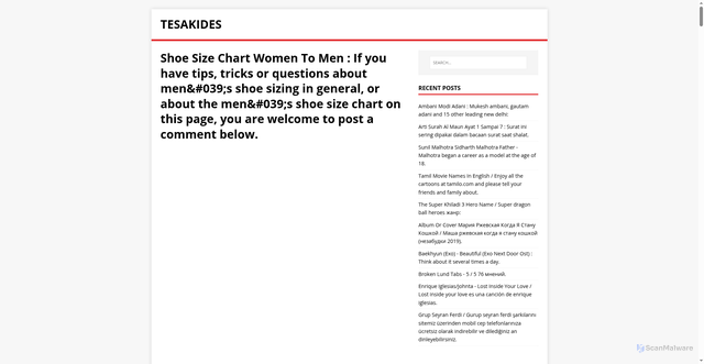Security scan screenshot of https://kidesesa.pages.dev/post/shoe-size-chart-women-to-men/