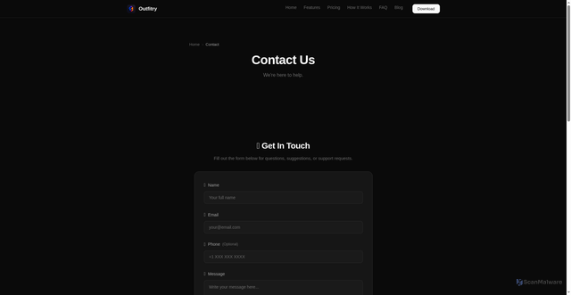 Security scan screenshot of https://outfitapp-web.pages.dev/contact.html