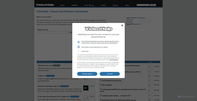 Security scan screenshot of https://www.videohelp.com