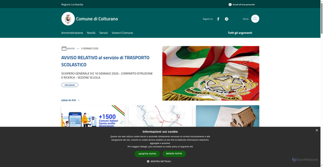 Security scan screenshot of https://comune.colturano.mi.it/it