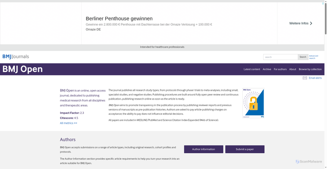 Security scan screenshot of https://bmjopen.bmj.com/