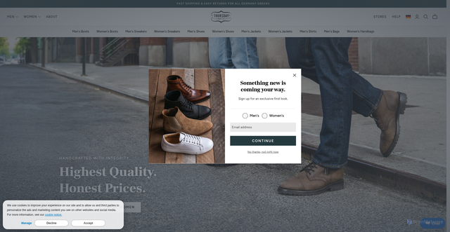 Security scan screenshot of https://thursdayboots.com