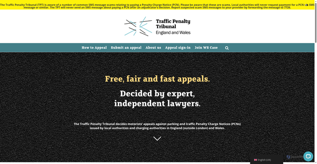 Security scan screenshot of http://www.trafficpenaltytribunal.gov.uk
