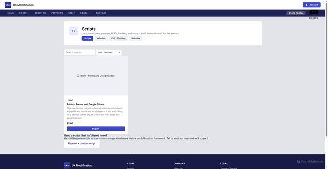 Security scan screenshot of https://uk-mods.pages.dev/scripts.html