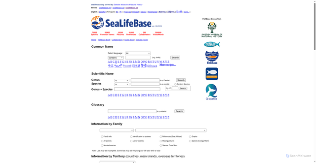 Security scan screenshot of https://sealifebase.se
