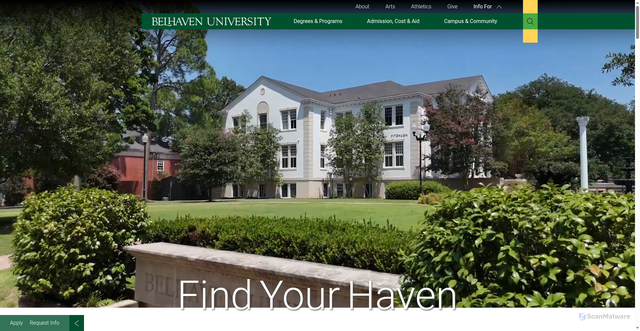 Security scan screenshot of https://www.belhaven.edu