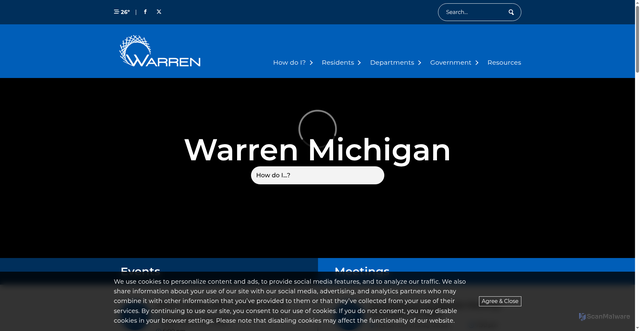 Security scan screenshot of https://www.cityofwarren.org/