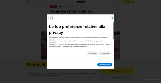 Security scan screenshot of https://www.ilpost.it/2026/06/15/marius-borg-hoiby-figlio-principessa-ereditaria-norvegia-condannato-stupro/