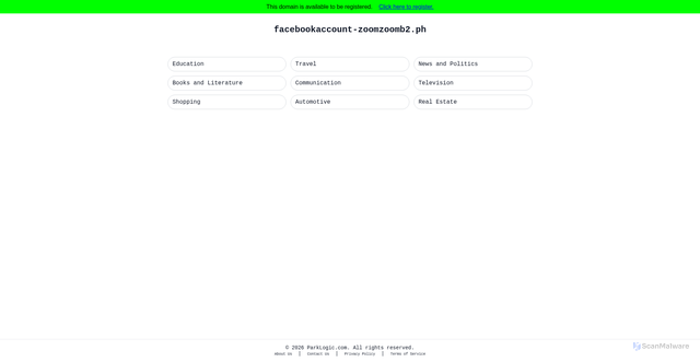 Security scan screenshot of facebookaccount-zoomzoomb2.ph