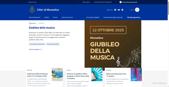Security scan screenshot of https://www.comune.monselice.padova.it/