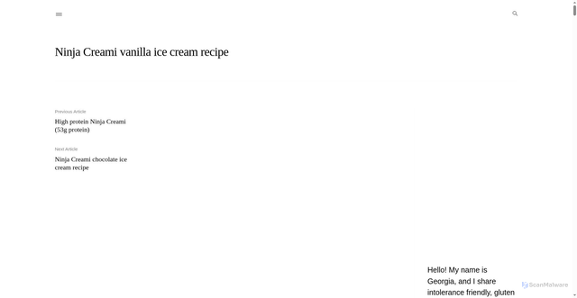 Security scan screenshot of https://georgeats.com/recipes/ninja-creami-vanilla-ice-cream-recipe/