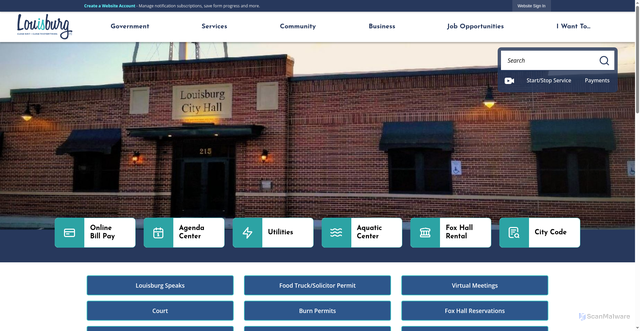 Security scan screenshot of https://louisburgkansas.gov/