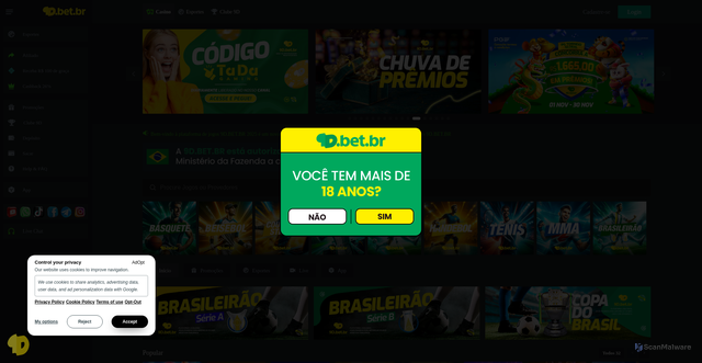 Security scan screenshot of https://9d.bet.br/br/web/?dt171wf03&w2a_aid=ac27f6832a1a25c&CampaignID=356606377&adSETID=356606437&CreativeID=356606467&click_id=f_37btHrQwTam-ZrNjwh_epOguXw8Ws2UfIyYMVEGJhg8EhSHsoE-WzgAnK8DJsu2MqLyilYjVlDlmz4juBXyNP5Tq7zGqGpbDycrz6-PeoCg2-w3GRkyCD2XoruEuJs&pixel_id=273594891286311&w2a_uuid=d29b57e72bec570