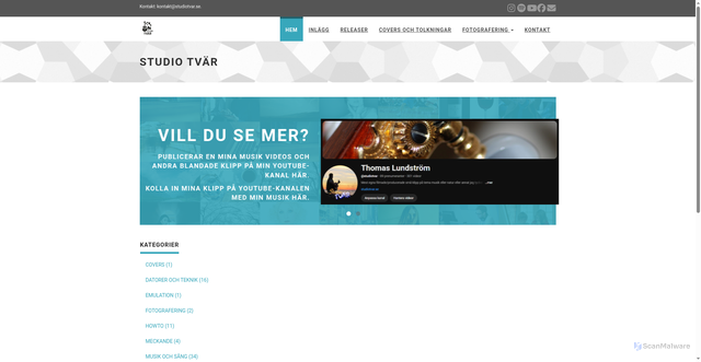 Security scan screenshot of https://studiotvar.se