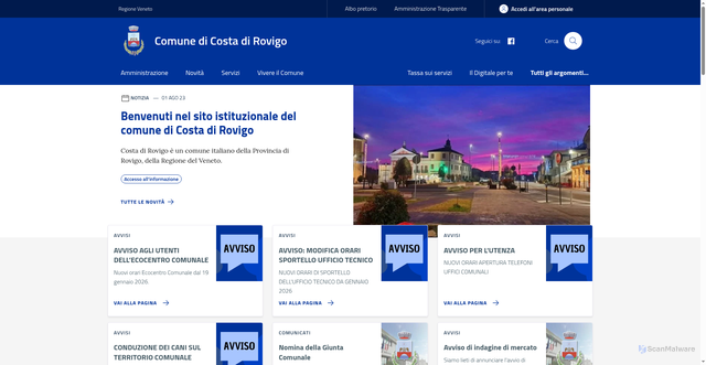 Security scan screenshot of https://www.comune.costadirovigo.ro.it/