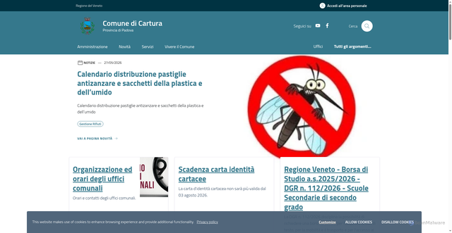 Security scan screenshot of https://www.comune.cartura.pd.it