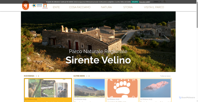 Security scan screenshot of https://www.parcosirentevelino.it/