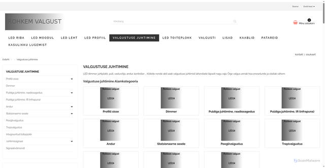 Security scan screenshot of https://www.led24.ee/et/214-valgustuse-juhtimine?selected_filters=tootja-futlight_optoelectronics_co_ltd