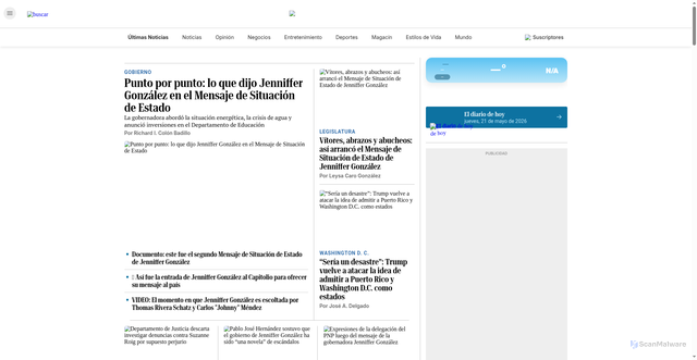 Security scan screenshot of https://elnuevodia.com