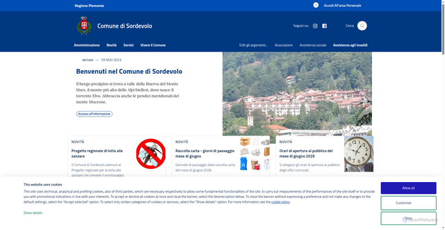 Security scan screenshot of https://www.comune.sordevolo.bi.it