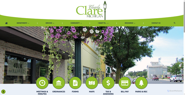 Security scan screenshot of https://cityofclare.gov/