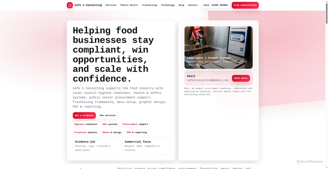 Security scan screenshot of http://cafe1consulting.com/