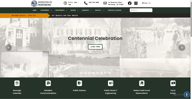 Security scan screenshot of https://watchungnj.gov/