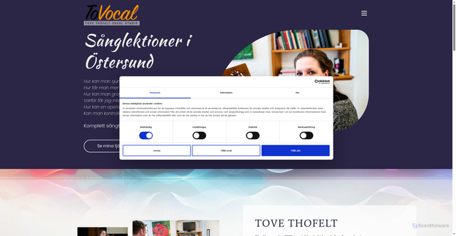 Security scan screenshot of https://tovocal.se