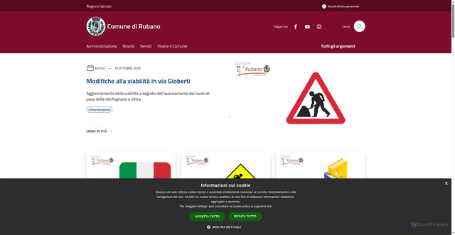 Security scan screenshot of https://www.comune.rubano.pd.it/it