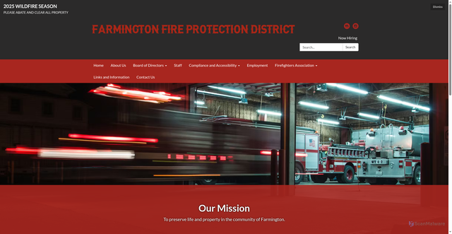 Security scan screenshot of https://www.farmingtonfireca.gov/