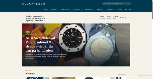 Security scan screenshot of https://klockfeber.se