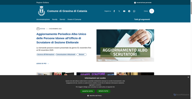 Security scan screenshot of https://www.comune.gravina-di-catania.ct.it/it