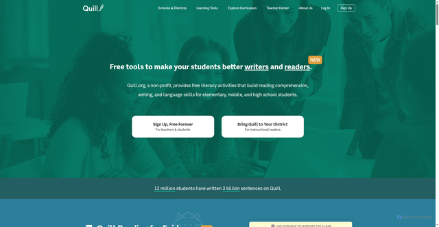 Security scan screenshot of https://quill.org