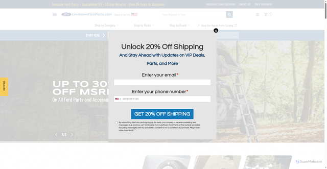 Security scan screenshot of https://levittownfordparts.com