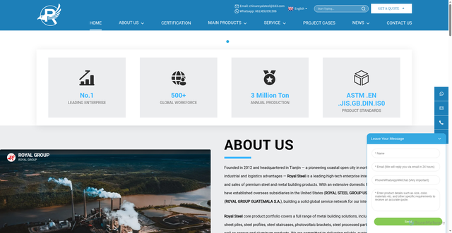 Security scan screenshot of https://www.chinaroyalsteel.com