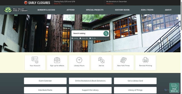 Security scan screenshot of https://millvalleylibrary.gov/