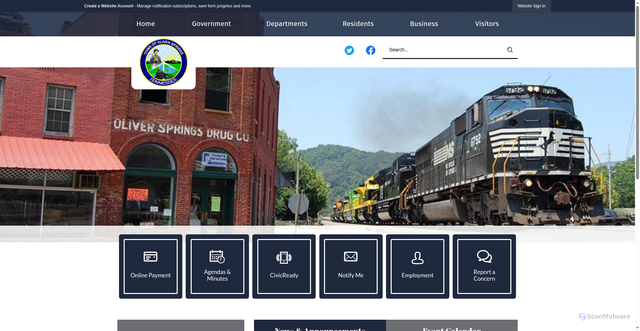 Security scan screenshot of https://oliversprings-tn.gov/