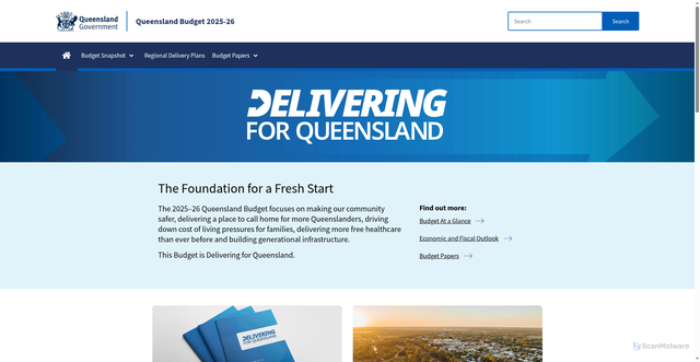 Security scan screenshot of https://budget.qld.gov.au/
