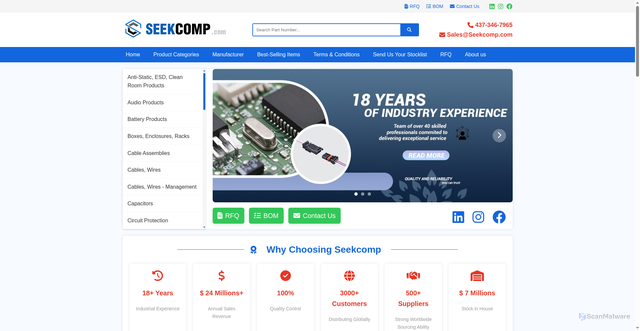 Security scan screenshot of https://seekcomp.com