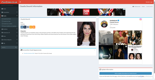 Security scan screenshot of https://fancons.co.uk/guests/bio/7808/claudia-doumit