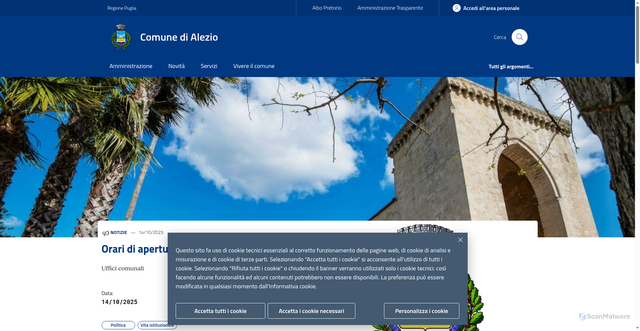 Security scan screenshot of https://www.comune.alezio.le.it/