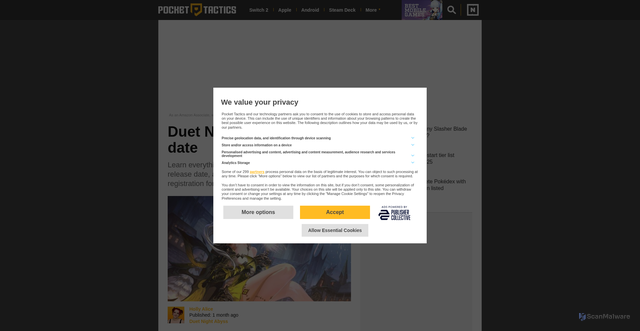 Security scan screenshot of https://www.pockettactics.com/duet-night-abyss/release-date
