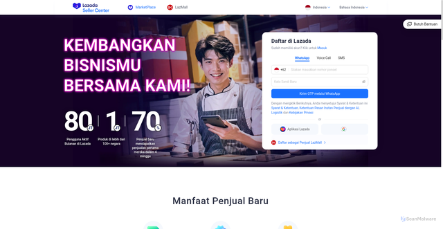 Security scan screenshot of https://sellercenter.lazada.co.id