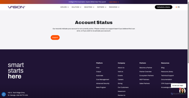Security scan screenshot of https://innovacare.printercloud.com