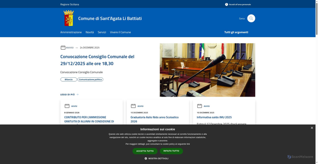 Security scan screenshot of https://www.comune.sant-agata-li-battiati.ct.it/it